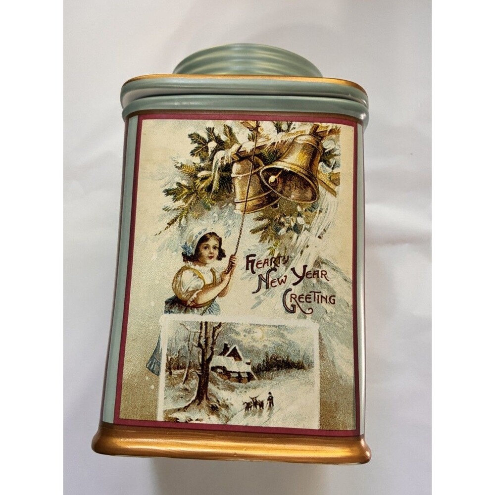 Vintage Oneida Sakura Holiday Memories Ceramic Stoneware Canister